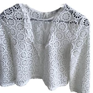 Mango Lace Top-White-Size M